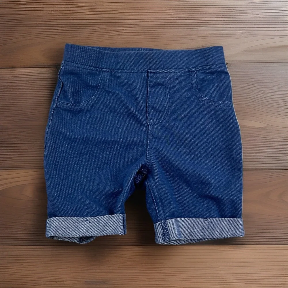 Garanimals Shorts Girls 4T Blue Med Wash D‎ Denim Look Stretch Cuffed Pull On